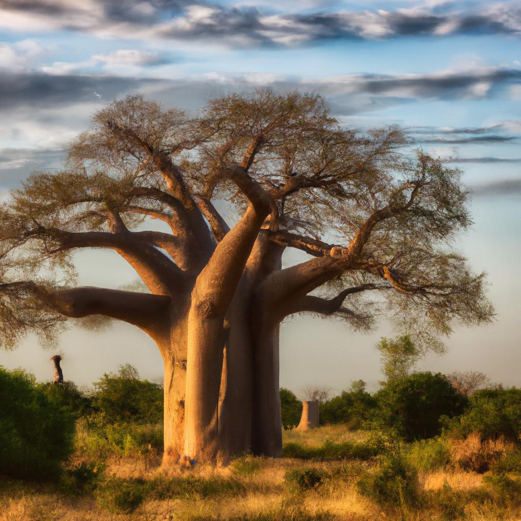 El árbol De La Vida, También Conocido Como Baobab De Adansonia, Es Un Símbolo Sagrado En Muchas Culturas Africanas Y Se Caracteriza Por Su Tronco Voluminoso Y Sus Ramas Extendidas.