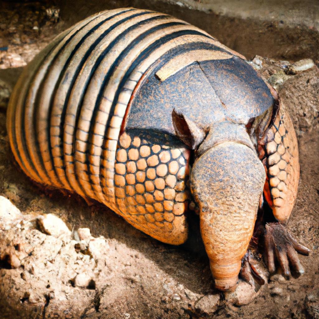 El Armadillo De Nueve Bandas Se Enrolla En Una Bola Cuando Se Siente Amenazado, Dejando Expuestas Solo Sus Placas óseas.
