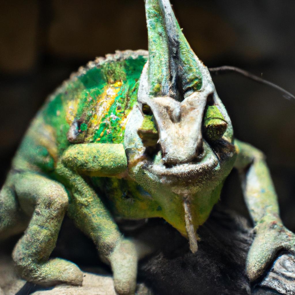 El Camaleón De Jackson Es Un Camaleón Que Se Encuentra En África Oriental Y Tiene Una Cresta Y Cuernos Distintivos.