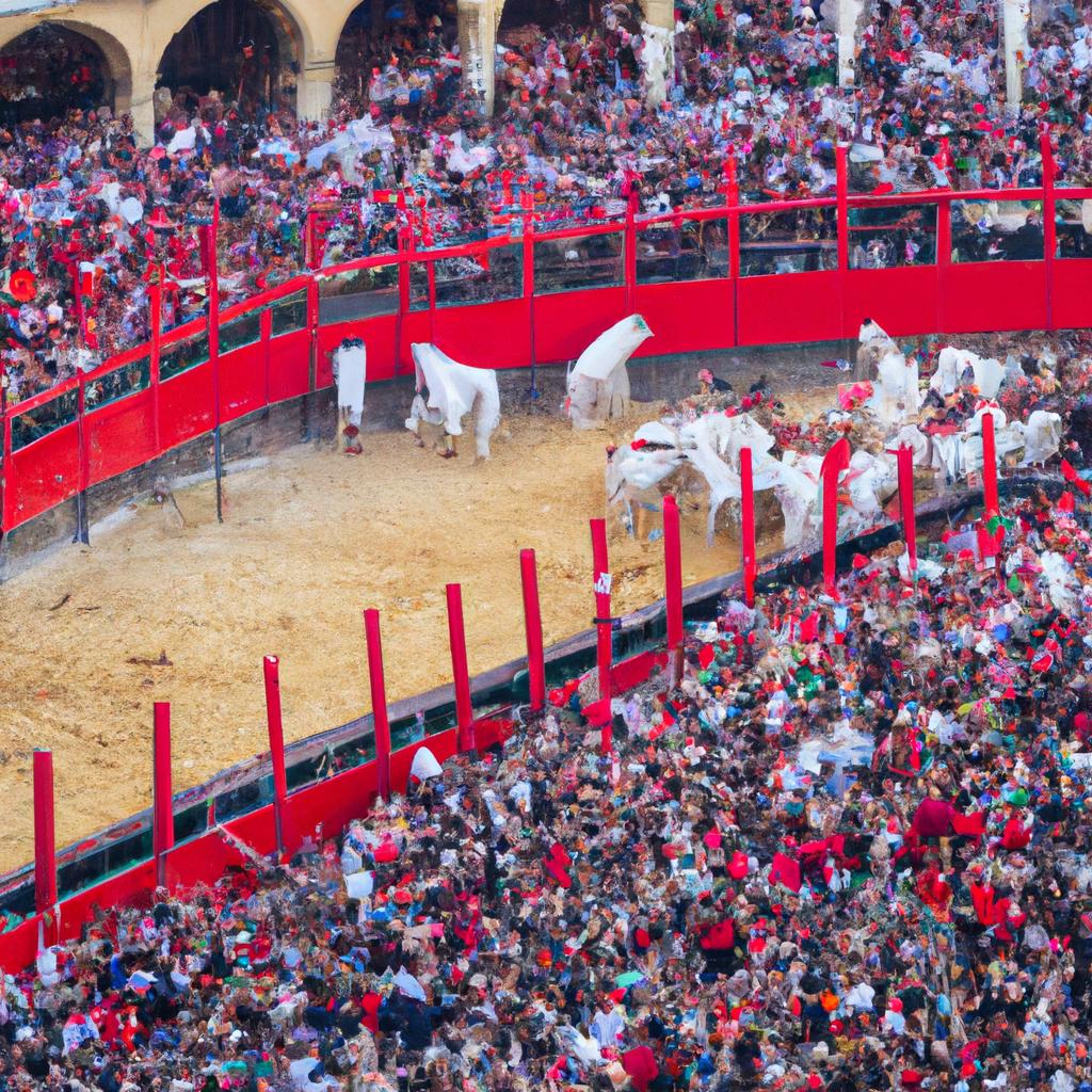 El Encierro De Los Toros Es Una Tradición Famosa En Pamplona, España.
