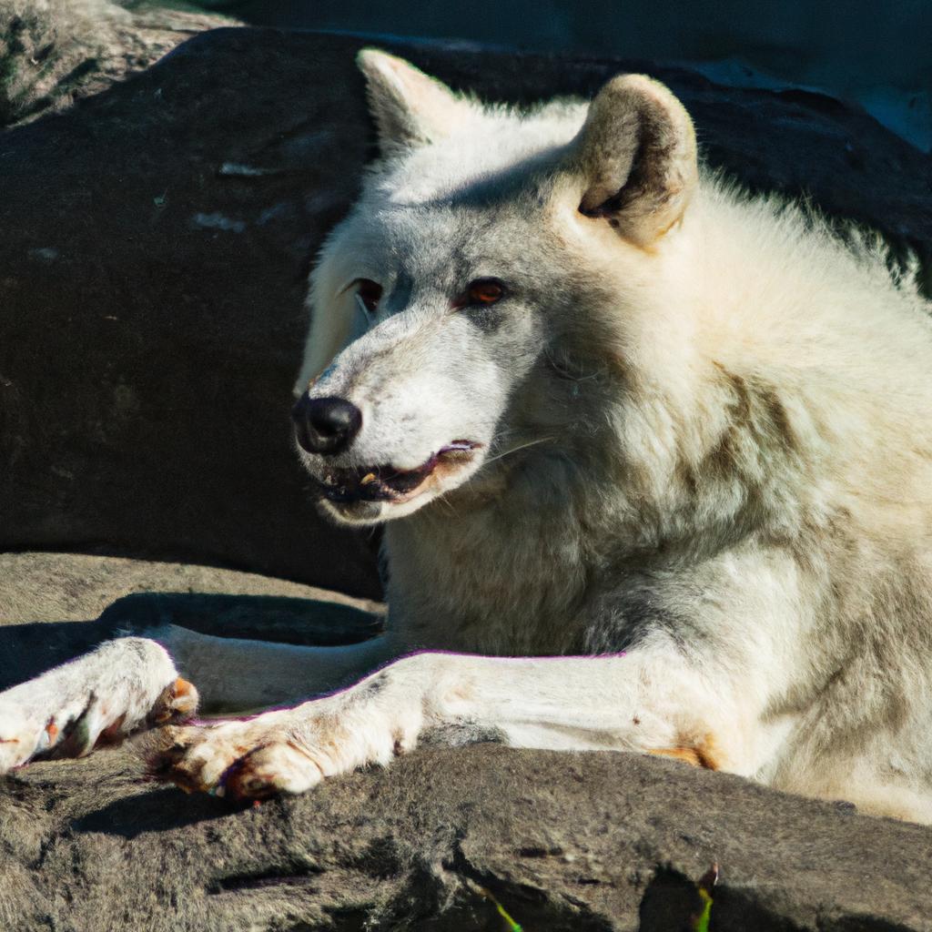 El Lobo ártico Tiene Un Pelaje Grueso Y Blanco Que Le Ayuda A Camuflarse En Su Entorno Helado.